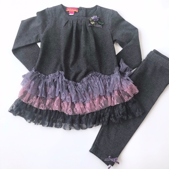 BOUTIQUE KATE MACK 2T PINK RHUMBA DRESS W// FLOWERS